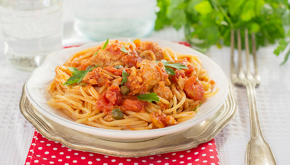 Recept spaghetti met tonijn en kappertjes